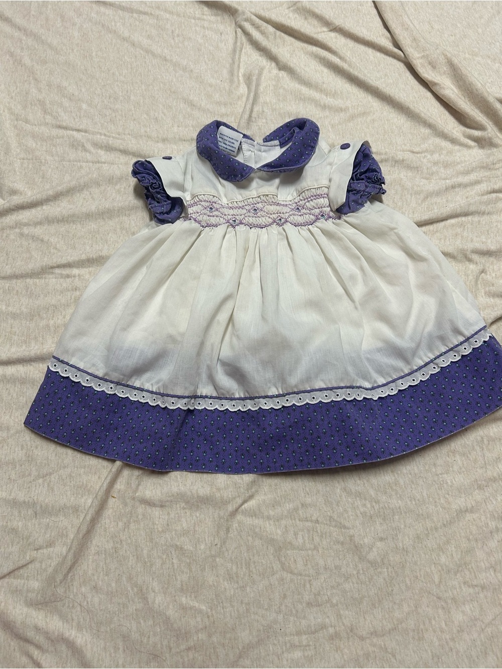 Vintage Polly Flinders Smocked Baby Dress Cottagecore Girlhoodcore Floral